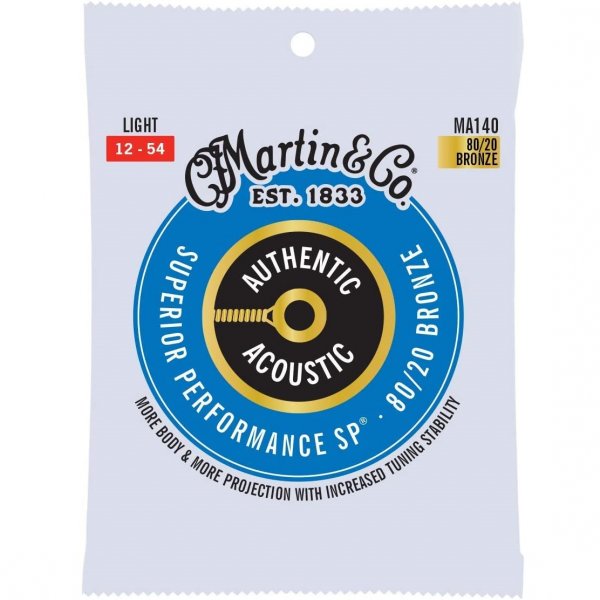 Martin MA140 SP 80/20 Bronze Light Authentic Acoustic Guitar Strings