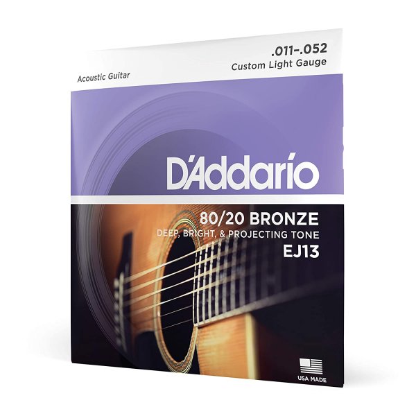D'Addario EJ13 Custom Light 80/20 Bronze Acoustic Strings .011.052