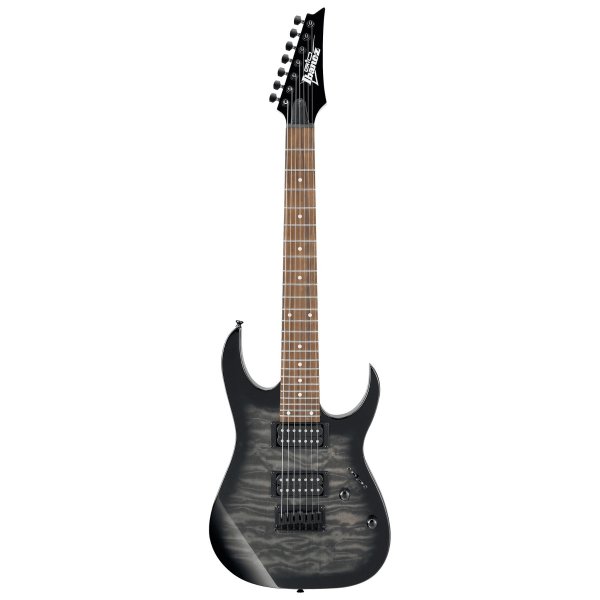 Ibanez GRG7221QA RG Series 7-String Electric Guitar - Transparent Black Sunburst
