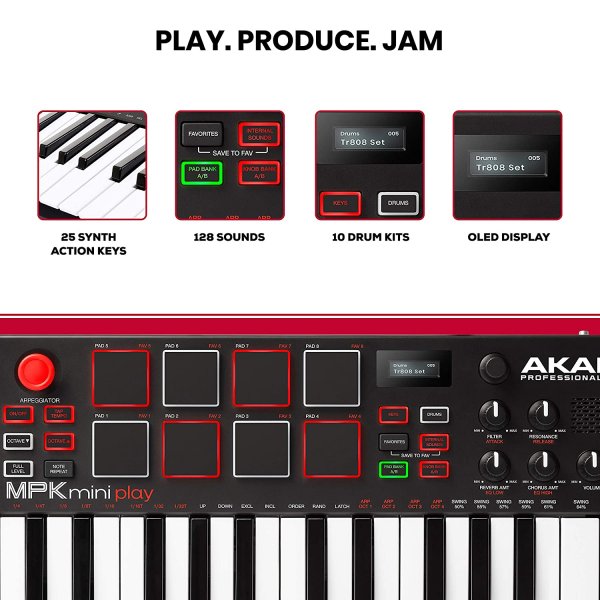 Akai Professional MPK Mini Play - Compact Keyboard and Pad Controller